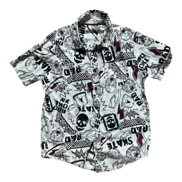 Boys Wonder Nation Skate Life Casual Button Down Shirt - Sz L 10-2 Husky - Picture 2 of 2